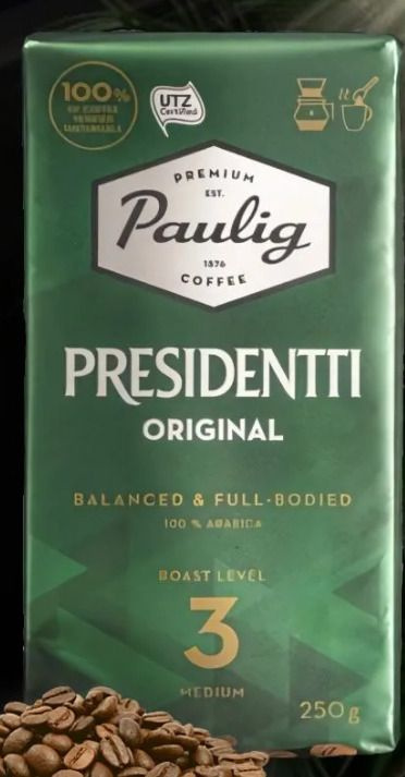 4 пачки по 250 гр. Кофе молотый Paulig Presidentti Originale обжарка 3, (1000 гр.) Финляндия  #1