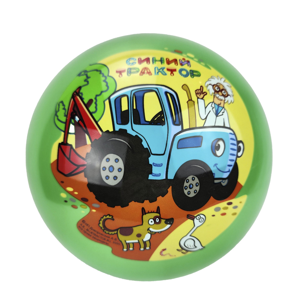 Мяч детский "Синий трактор" резиновый зеленый Играем Вместе диаметр 23см  #1