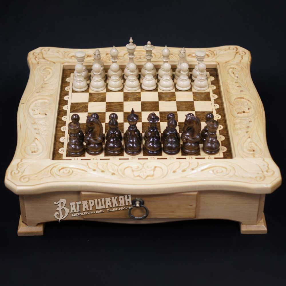 Шахматный стол на ножках 50х50см - Ручная работа из ореха #1