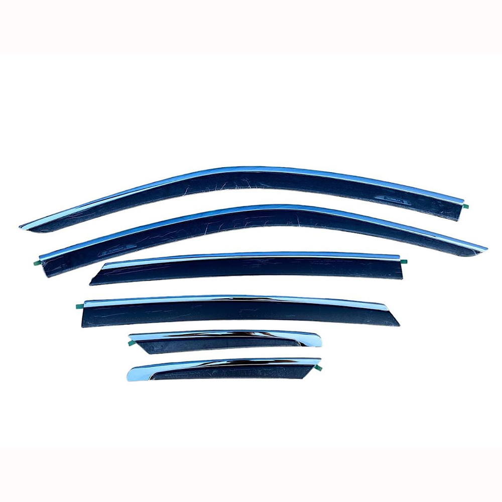Дефлекторы окон HYUNDAI TUCSON (2015-2021) с хромом из 6 частей / ветровики окон хендай туксон  #1