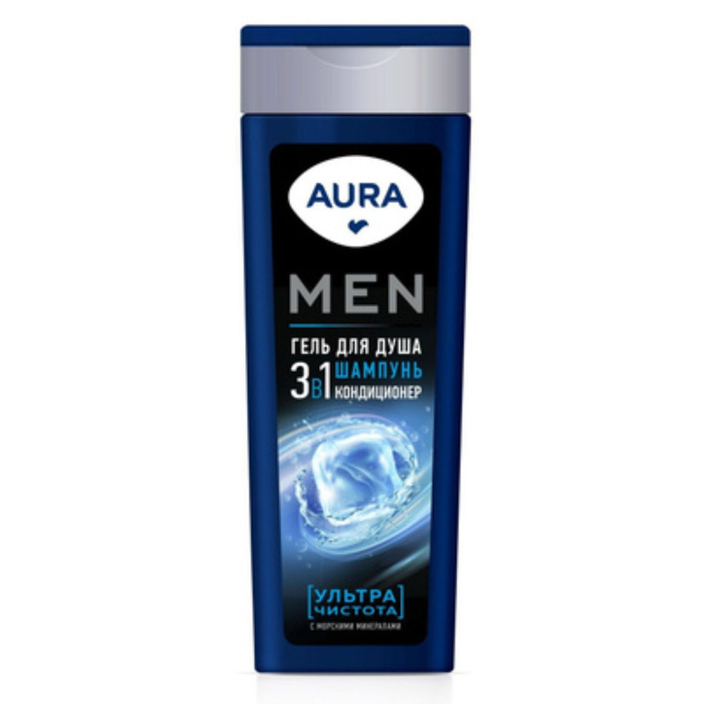 Гель для душа AURA Men 3в1 Ультра Чистота 380мл #1