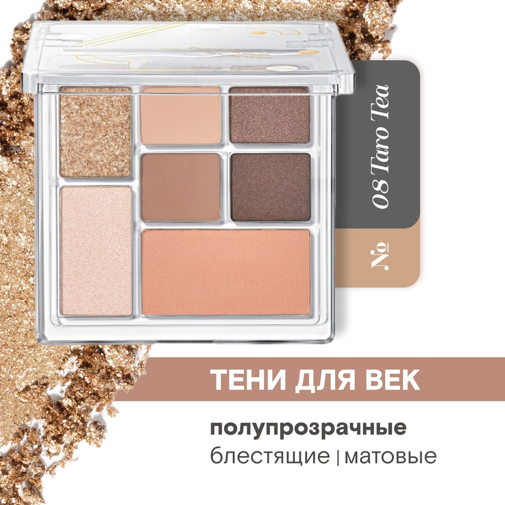 MEIBAOGE Тени для век матовые блестящие Eye Palette Shadow 7 Colors, 16 Latte  #1