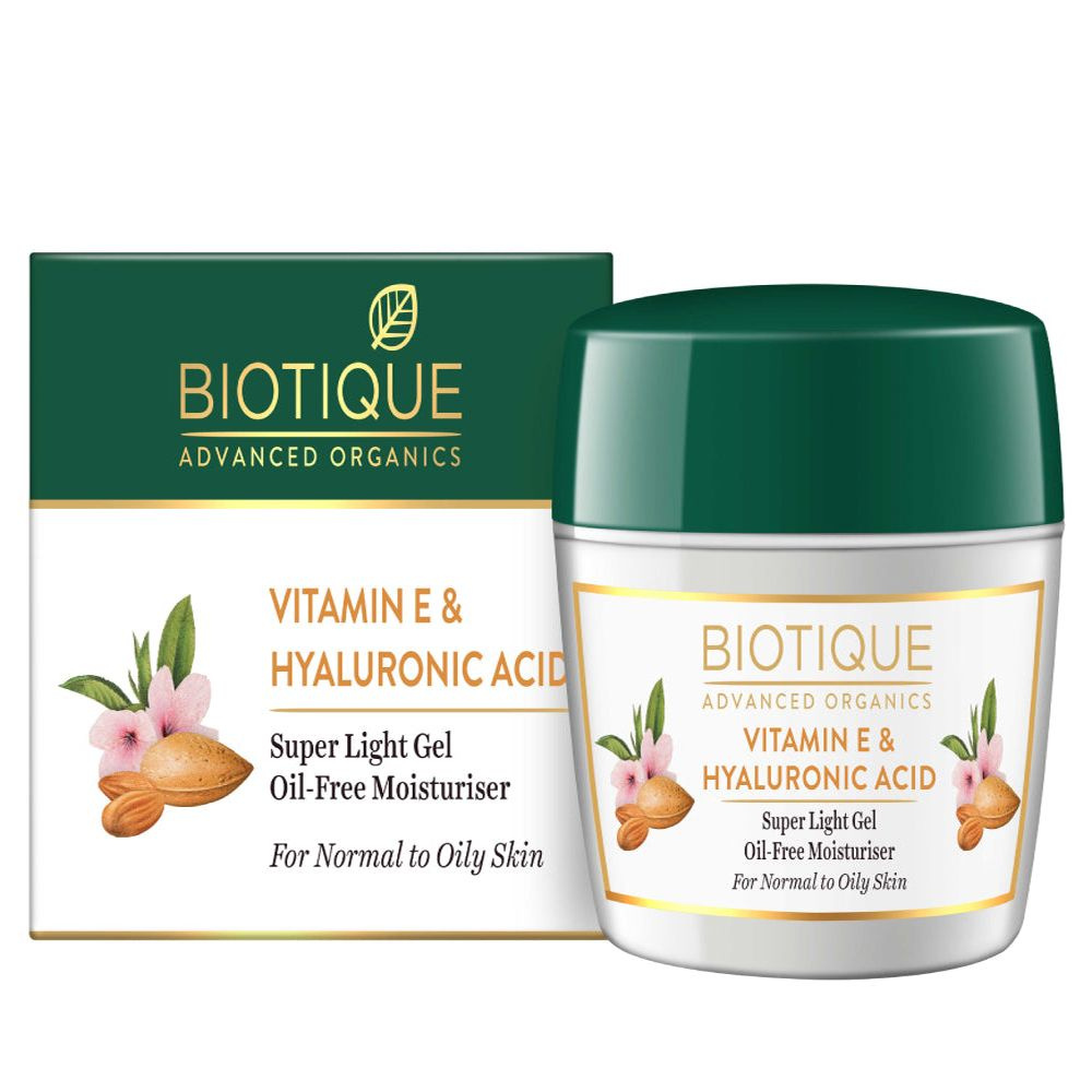 VITAMIN E & HYALURONIC ACID, Super Light Gel, Biotique (Сверхлегкий безмасляный увлажняющий ГЕЛЬ ДЛЯ #1