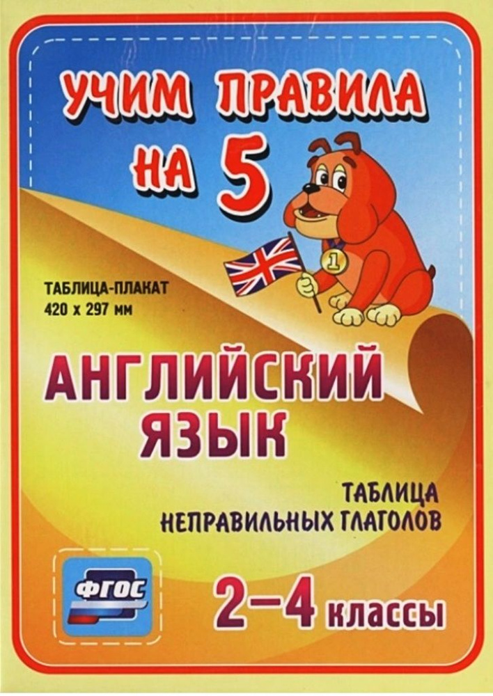 2-4 класс. Плакат А5. Таблица-плакат. Английский язык. Таблица неправильных глаголов ФГОС. Учитель  #1