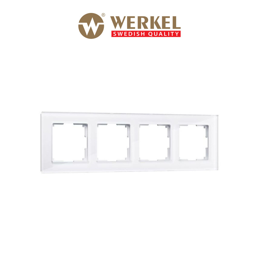 Рамка для выключателей и розеток из стекла на 4 поста Werkel Favorit W0041101 белая  #1