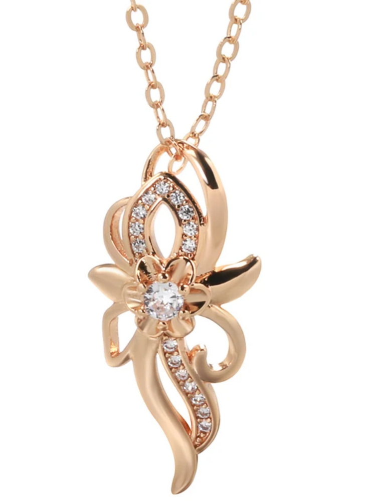 Женское ожерелье с подвеской в виде цветка под розовое золото 585 пробы  #1