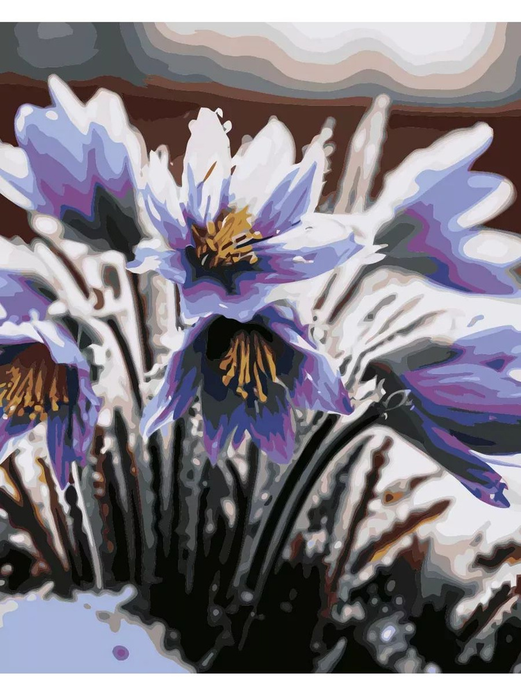 Картина по номерам крокусы подснежники цветы весна Размер 40х50, на холсте на деревянном подрамнике, #1