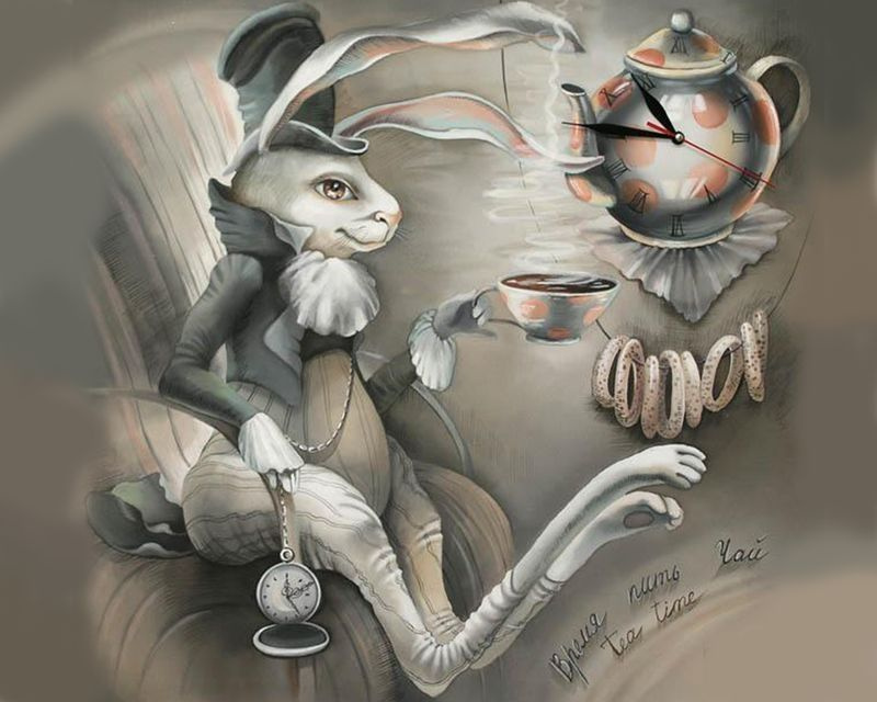 Картина по номерам 40x50 см на холсте (на подрамнике) "Кролик за чаепитием" /Живопись по номерам  #1