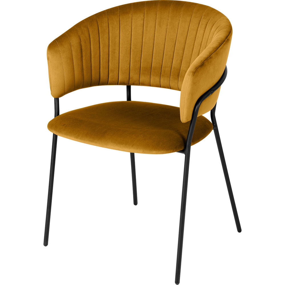 Комплект кухонных мягких стульев Даксон горчичный велюр/черный, 2 шт.  #1