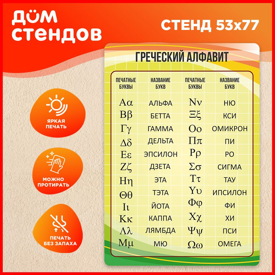 Стенд, Дом Стендов, Греческий алфавит, 53см х 77 см - купить с доставкой по  выгодным ценам в интернет-магазине OZON (841401491)