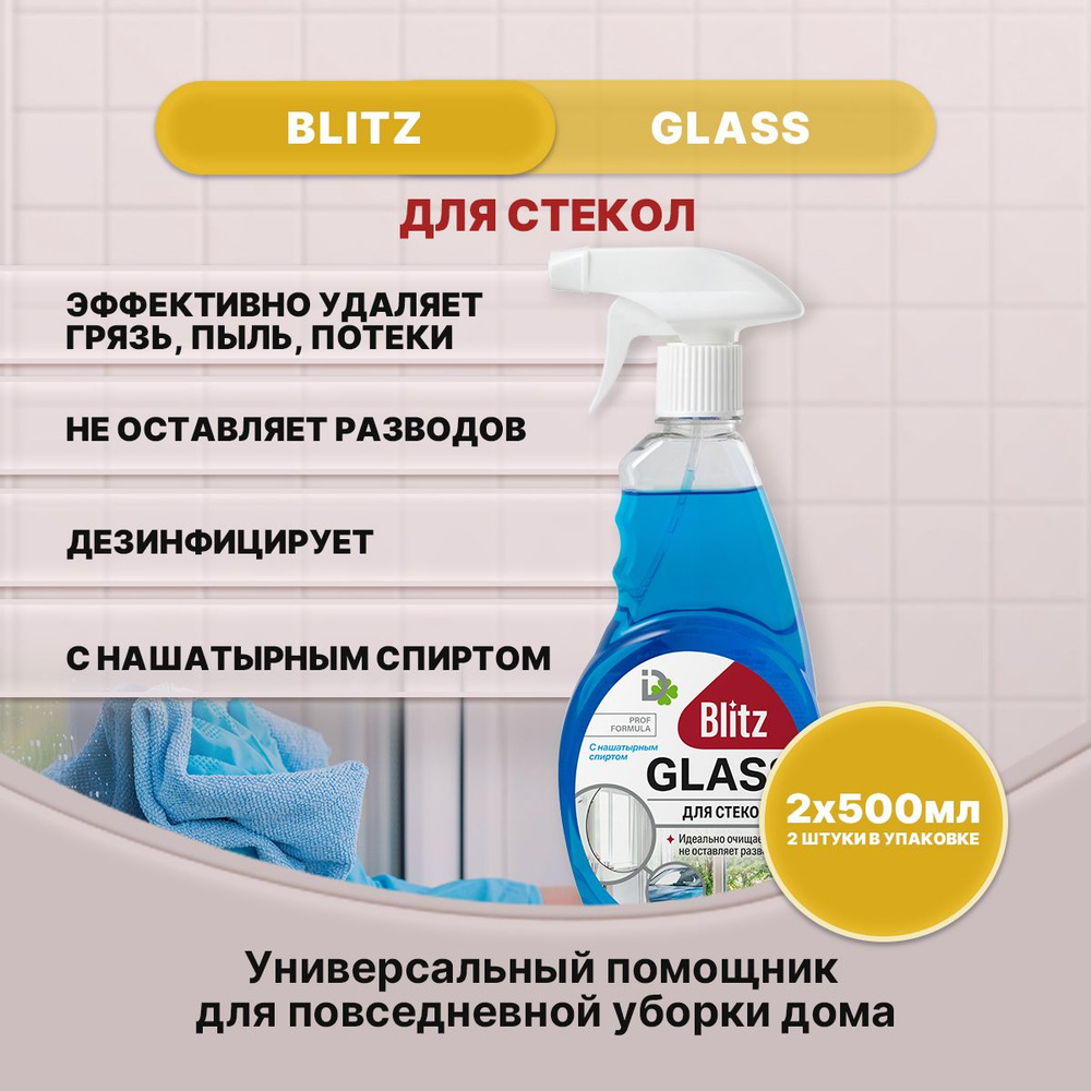 BLITZ GLASS для стекол с нашатырным спиртом 500мл/2шт #1