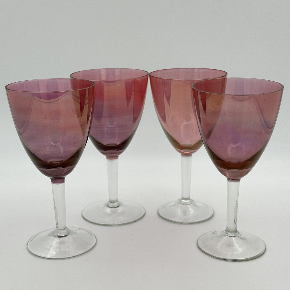 Набор из четырёх бокалов марганцевого оттенка, стекло, нацвет, СССР, 1960-1980 гг.  #1