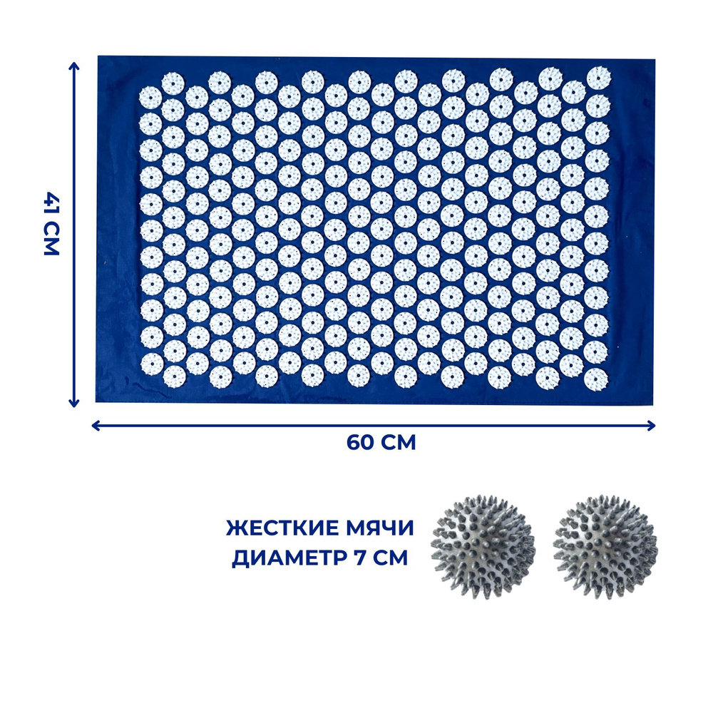 Массажный коврик однослойный синий и 2 мяча мфр серых #1