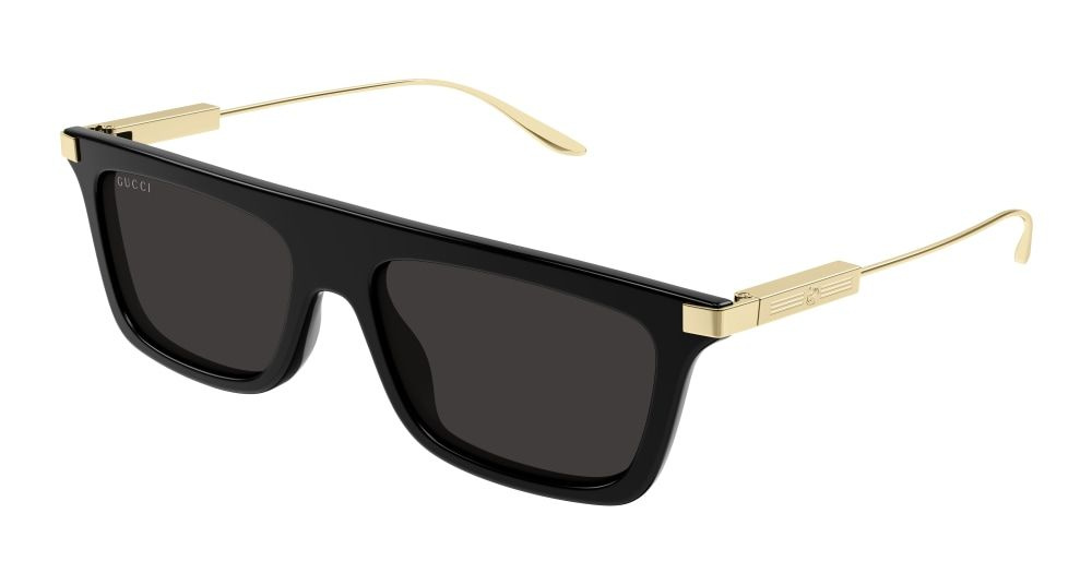 Мужские и женские солнцезащитные очки Gucci GG1437S 001, цвет: черный, цвет линзы: серый, прямоугольные, #1