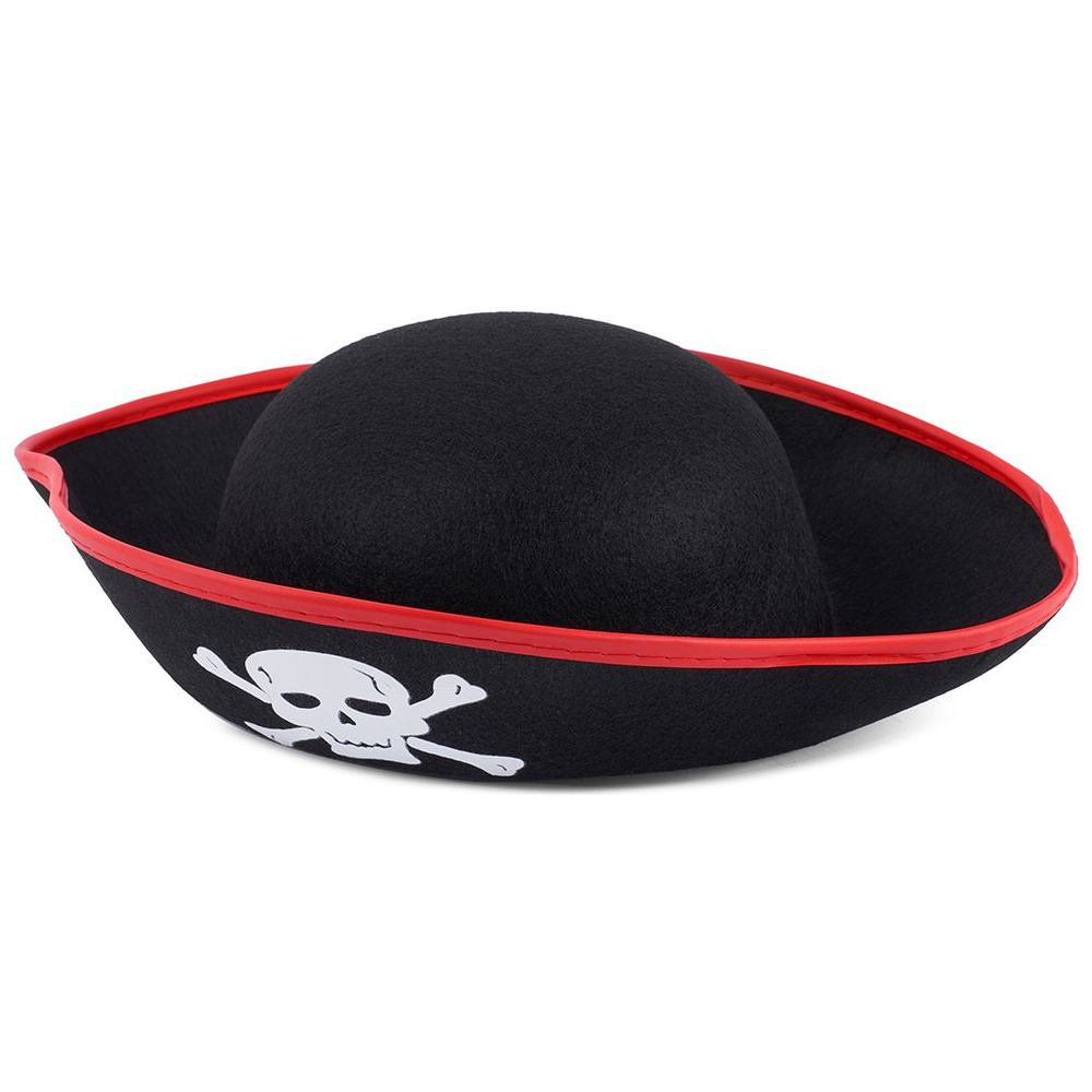 Шляпа, Веселый Пират, фетр, мини, Черный/Красный, 1 шт. #1