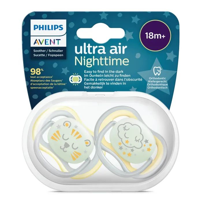 Светящаяся соска-пустышка Philips Avent ultra air night 18 мес +, 2 шт #1