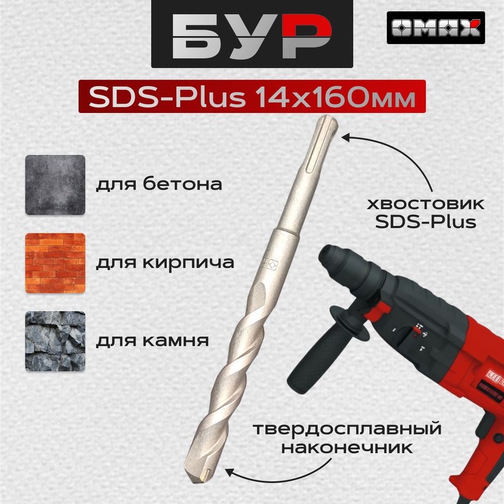 Бур для перфоратора SDS-Plus 14х160 OMAX #1