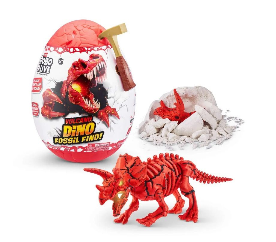 Игрушка сюрприз ZURU Robo Alive DINO FOSSIL красный раскопки динозавра  #1