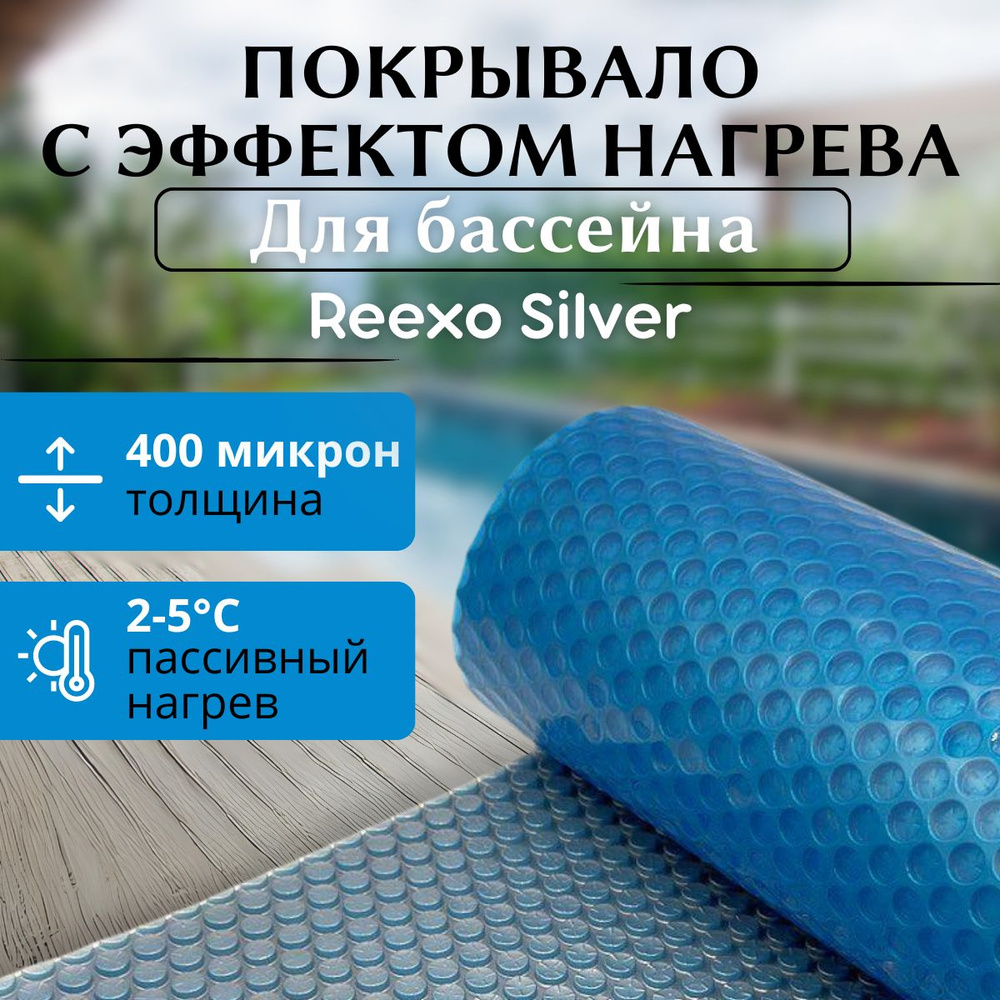 Пузырьковое покрывало Reexo Silver Cut, серебристо-голубой, 400 мкр, 4*4 м (д*ш), артикул RX-SILV-C0404(тент) #1