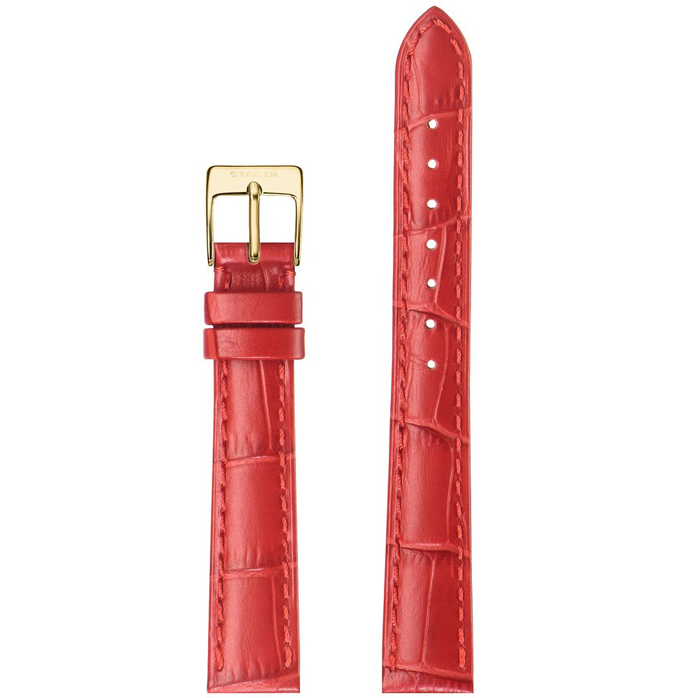 Кожаный ремешок для часов, Stailer, 10 мм, красный, с тиснением под аллигатора, стандартная длина  #1
