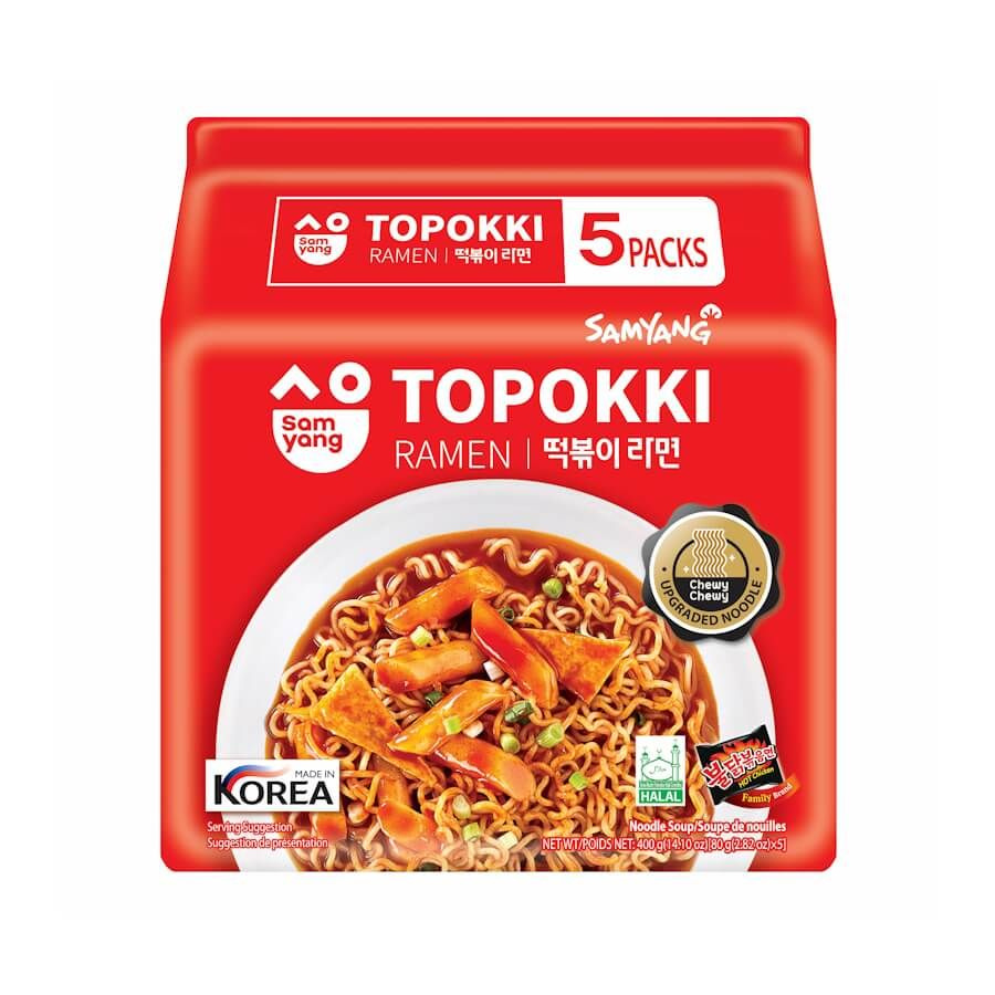 Рамен со вкусом топокки и пряным острым соусом 5 шт. 80 г. Samyang Корея Лапша быстрого приготовления #1