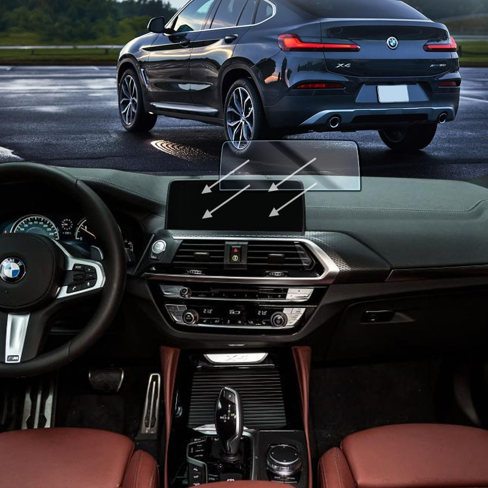 Защитное гибридное стекло Krutoff для экрана мультимедии BMW X4 II (G02) 2018 - 2021  #1