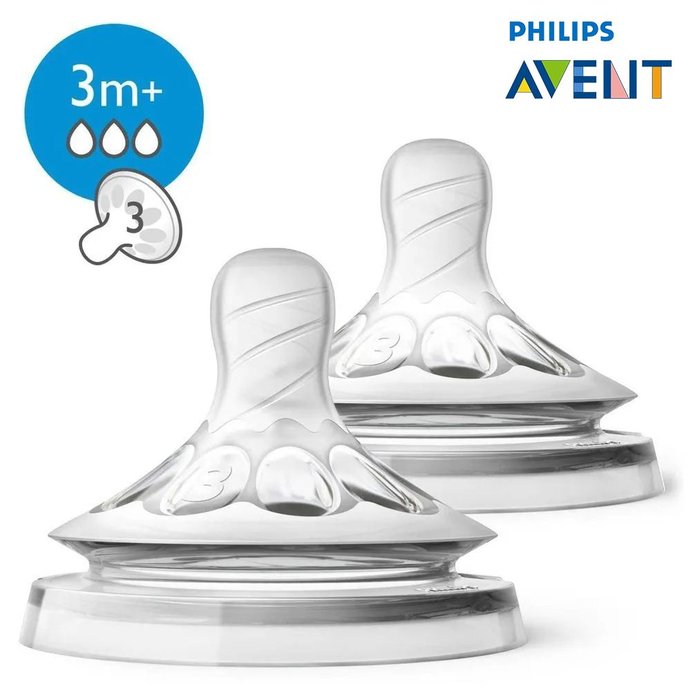 Соска силиконовая для бутылочки Philips Avent средний поток, от 3 месяцев SCF043/27, 2шт  #1