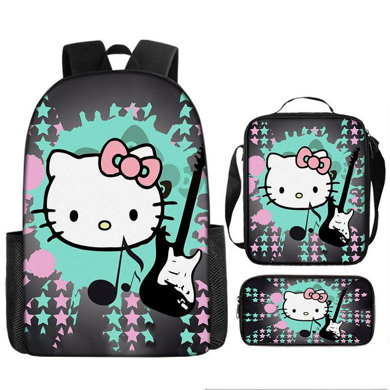 MUMOU Рюкзак школьный для девочек для мальчика, набор 3 в 1,Куроми Kuromi Hello Kitty  #1