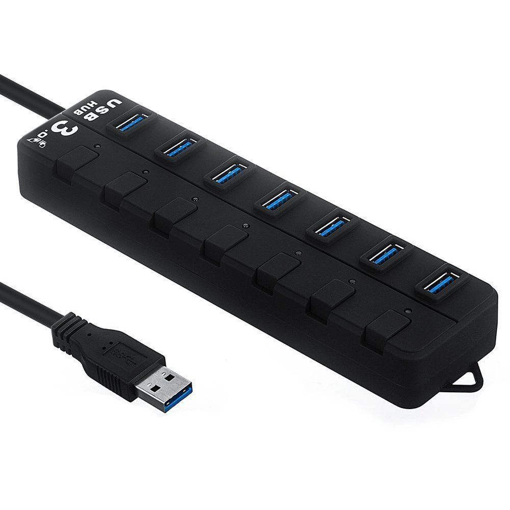 USB 3.0 концентратор питания, 7 портов USB концентратор данных расширение 5 Гбит / с, адаптер AC, USB #1