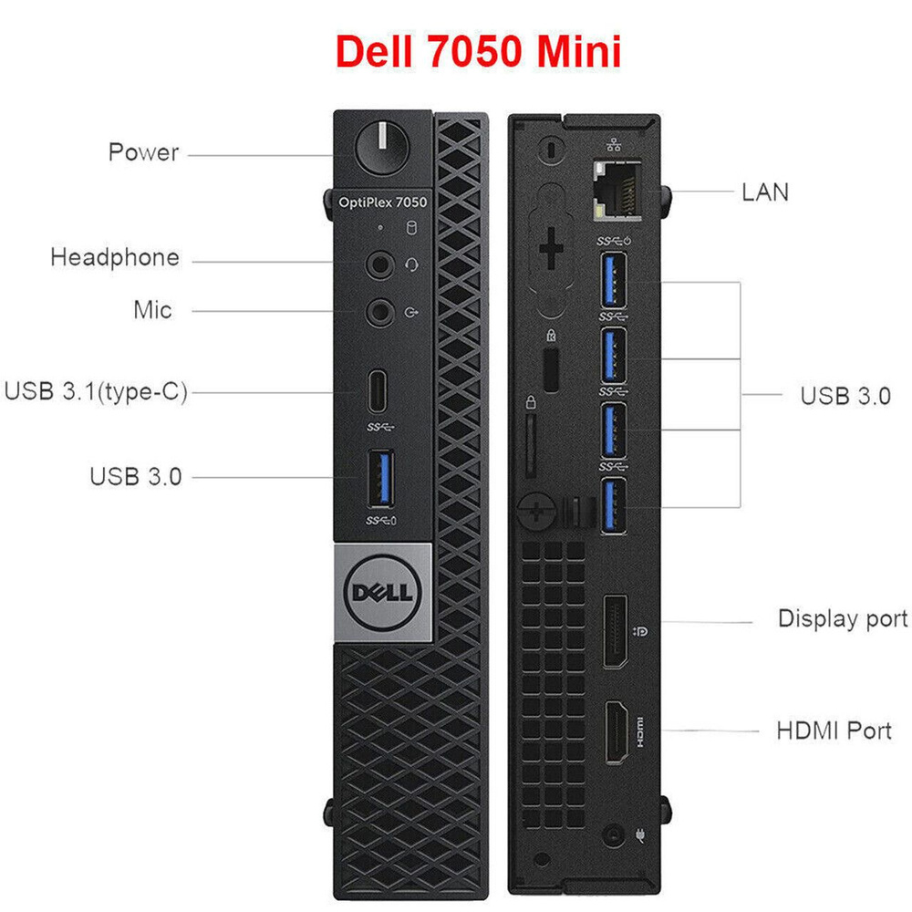 Dell Мини-ПК Неттоп Optiplex 7050 Micro (Поддержанный) (Intel Core i7-6700, RAM 16 ГБ, SSD 512 ГБ, Intel #1