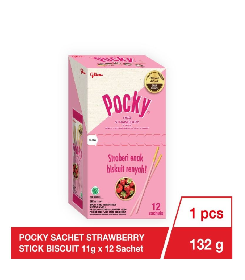 Шоколадные палочки Pocky Single Strawberry, 132 гр #1