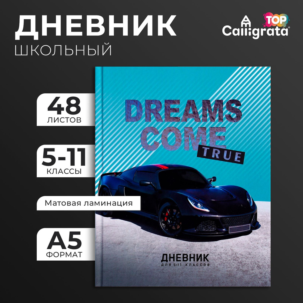 Дневник для 5-11 классов, Dreams come true, твердая обложка 7БЦ, матовая ламинация, тиснение фольгой, #1