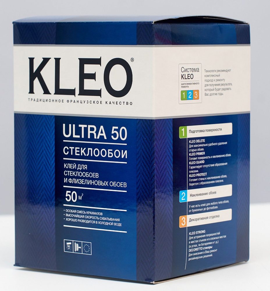 KLEO ULTRA 50, Клей для стеклообоев и флизелиновых обоев 500г #1