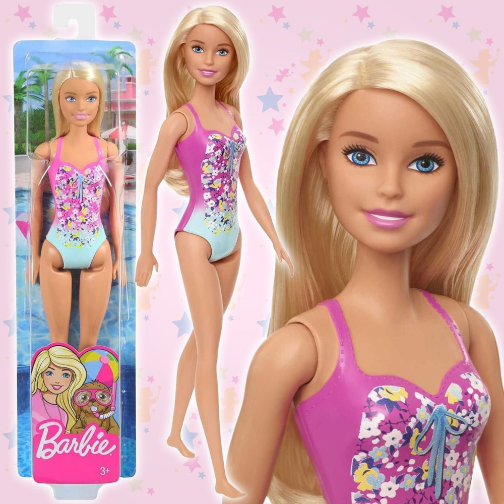 Кукла Барби, высота 30 см, в розовом купальнике серия Barbie Пляж  #1