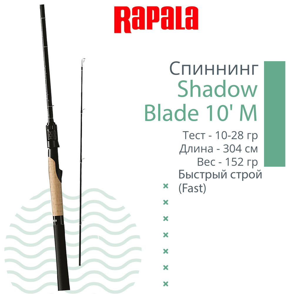 Спиннинг для рыбалки Rapala Shadow Blade Spinning 10' 304cm M 10-28g, 2pcs #1