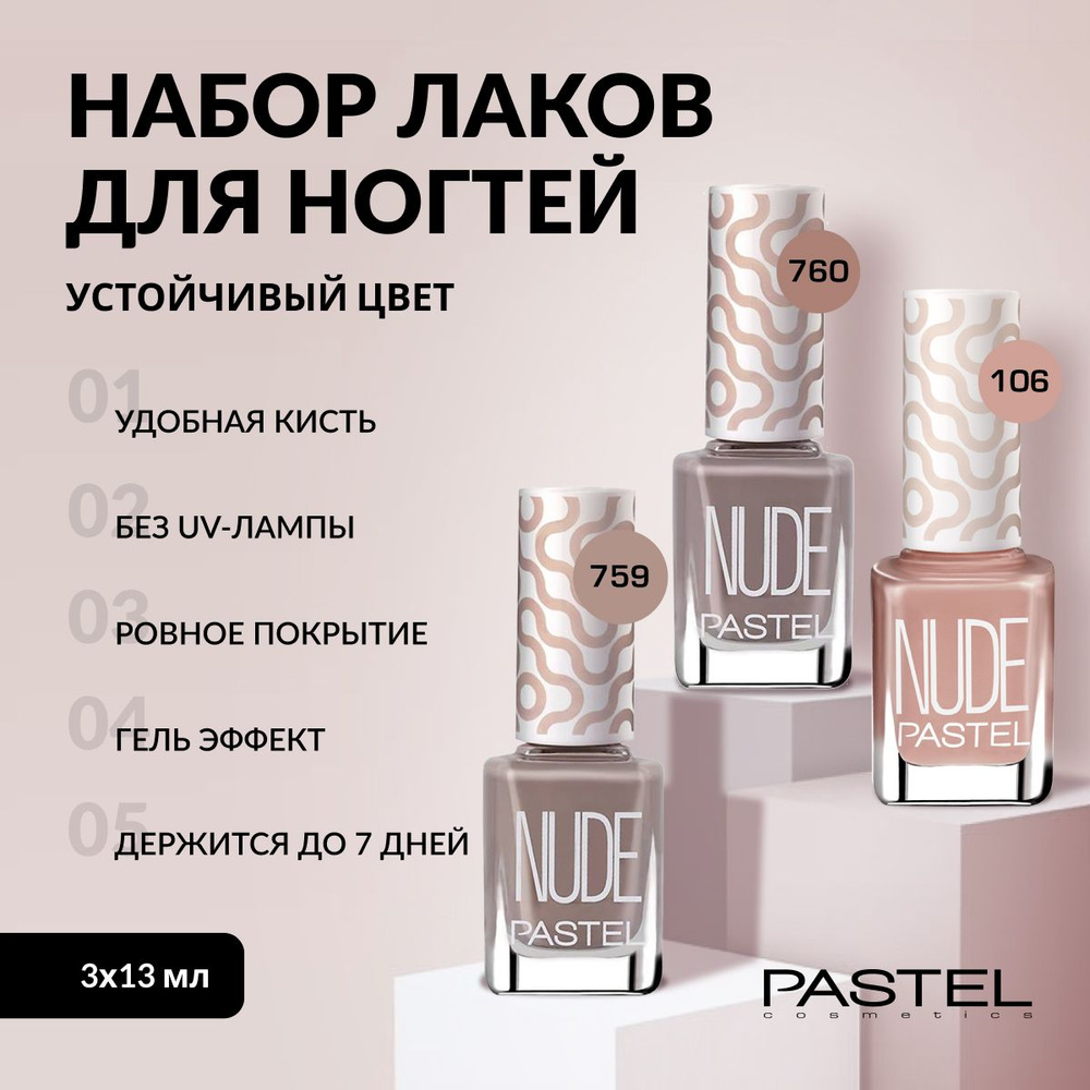 Набор лаков для ногтей для маникюра Pastel, без лампы, обычный  #1