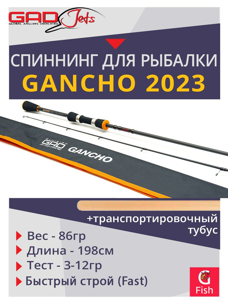 Спиннинг для рыбалки GAD Gancho 2023, 198 см., 3.0-12.0 гр., 4-10Lb., Fast #1