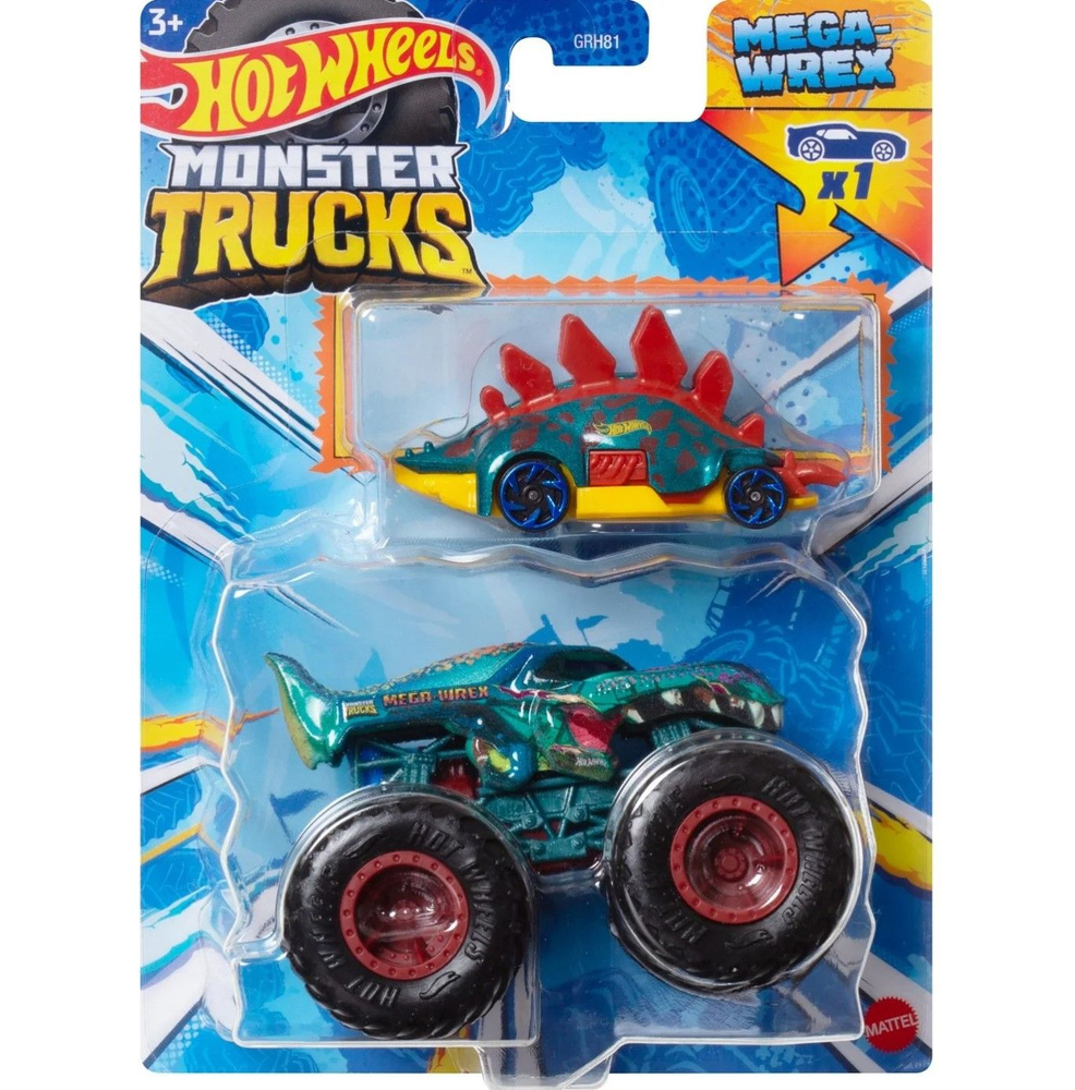 Монстр трак Хот вилс, машинки для мальчиков Mattel, машина Hot Wheels Monster Truck 2 шт Mega Wrex GRH81_HWN43 #1