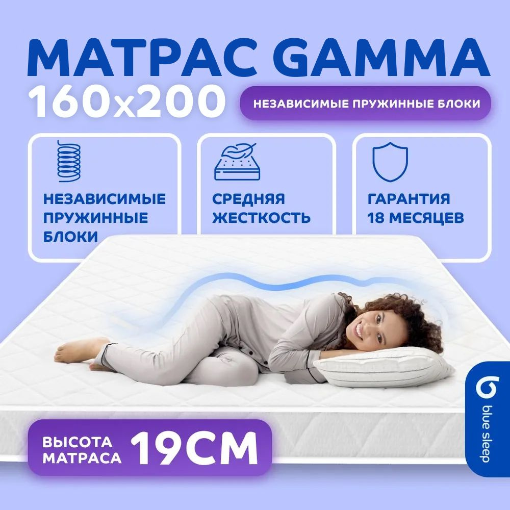 Матрас пружинный Blue Sleep Gamma 160x200, 19 см, анатомический #1