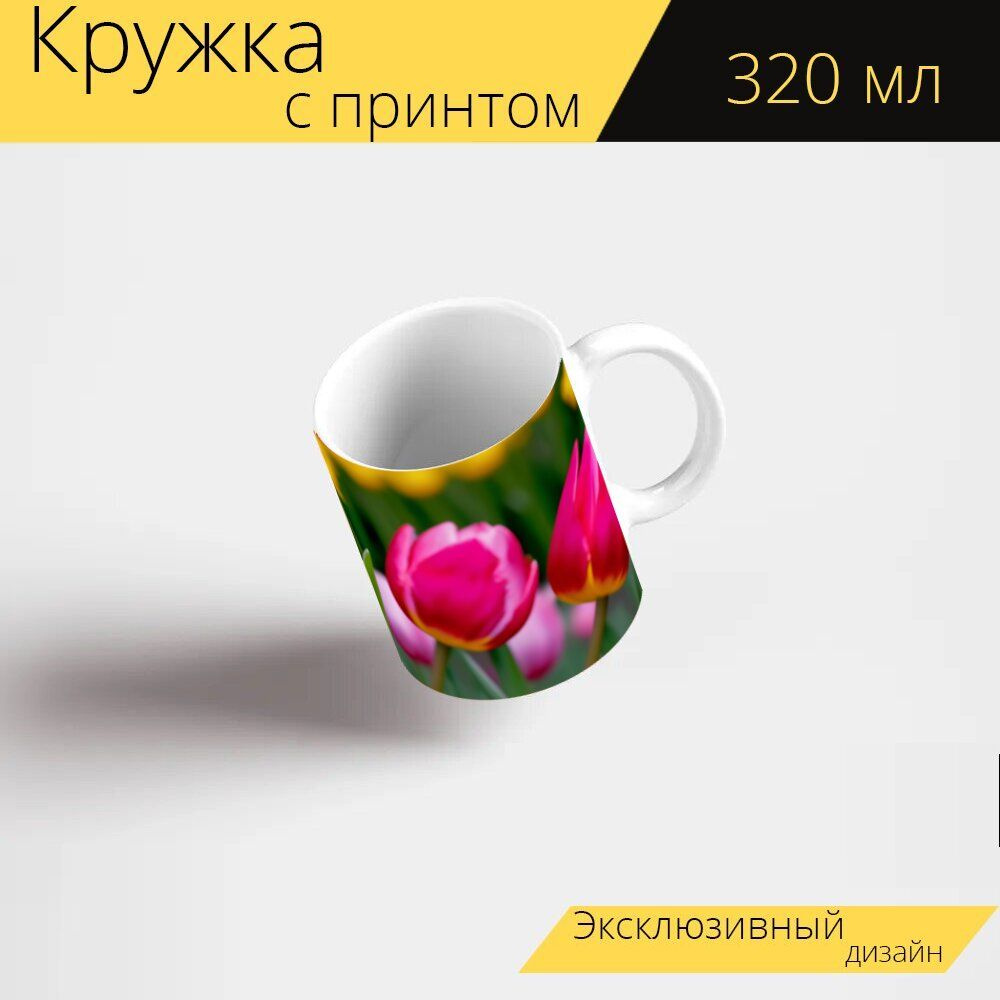 LotsPrints Кружка ""Тюльпаны, танцующие на легком ветру" 1570", 330 мл, 1 шт  #1