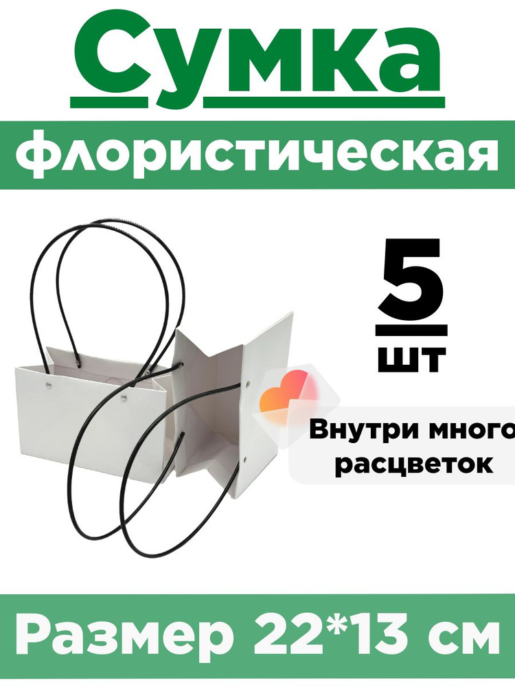 Плайм-пакет для цветов. Сумка флористическая. Коробка для букета. Набор 5 сумок.  #1