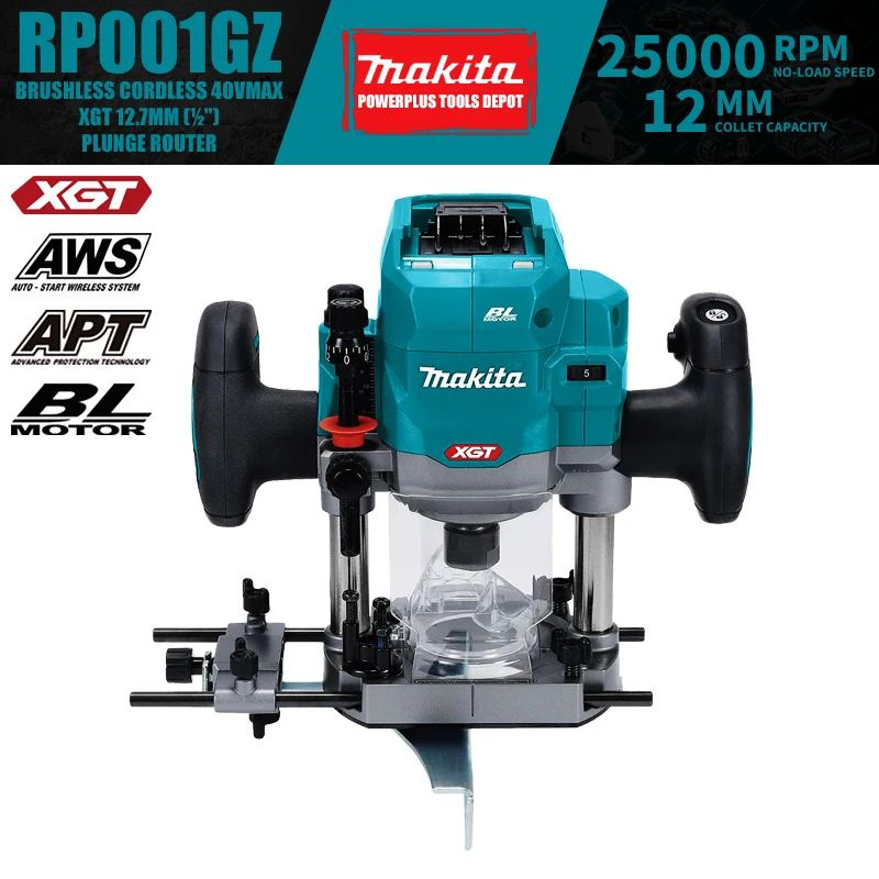 Makita RP001GZ Бесщеточный аккумуляторный фрезер 40Vmax XGT 12,7 мм ( ") Plunge Router  #1