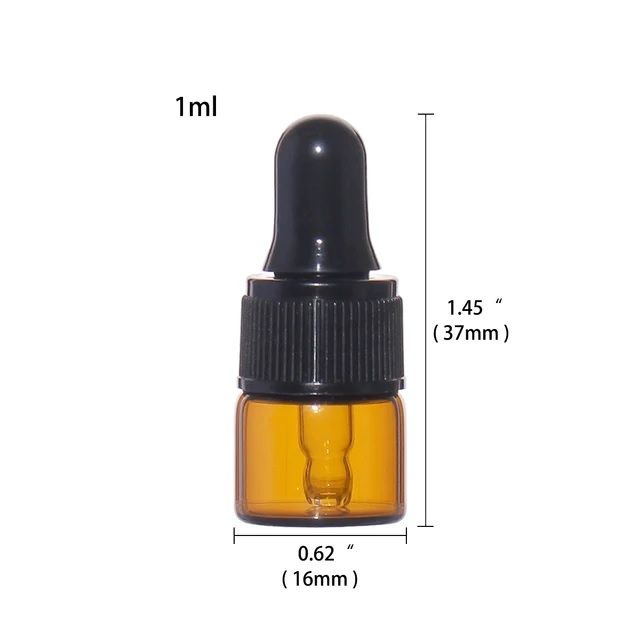 Флакон капельница для эфирного масла из янтарного стекла с пипеткой 1мл 100шт  #1