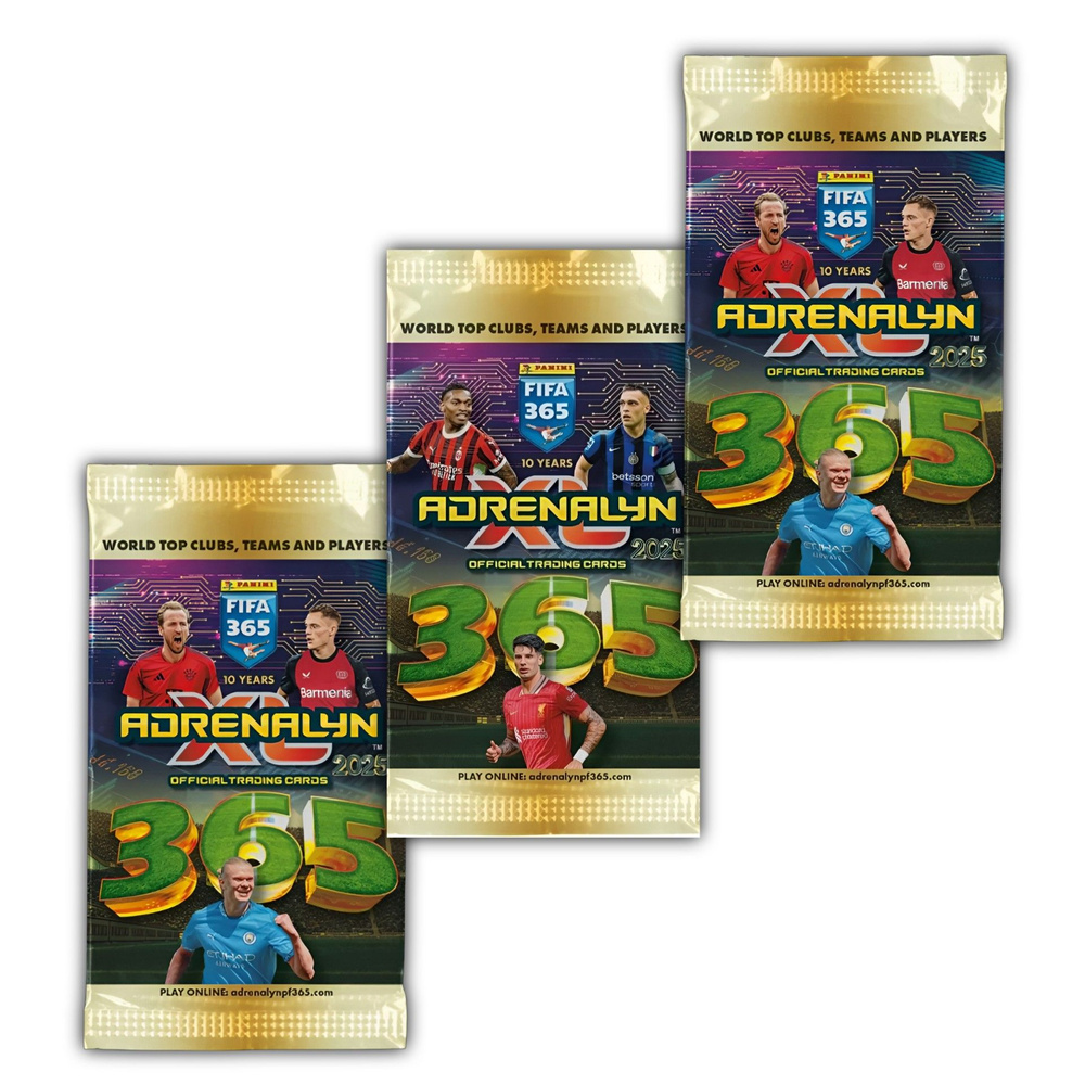 Panini / 3 пакетика футбольных карточек Adrenalyn XL 2025 FIFA 365 / 18 коллекционных карточек с футболистами #1