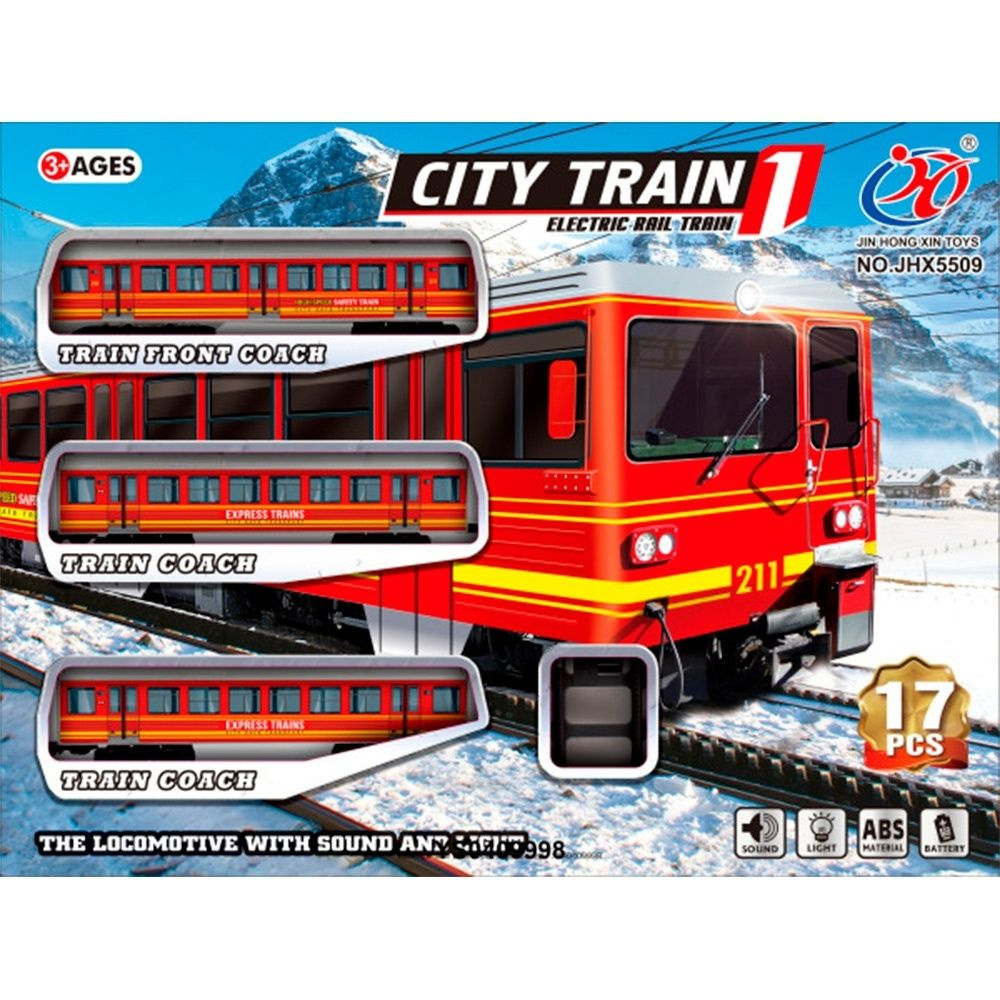 Железная дорога КНР "City Train", на батарейках, 17 деталей, в коробке (YS0409998)  #1