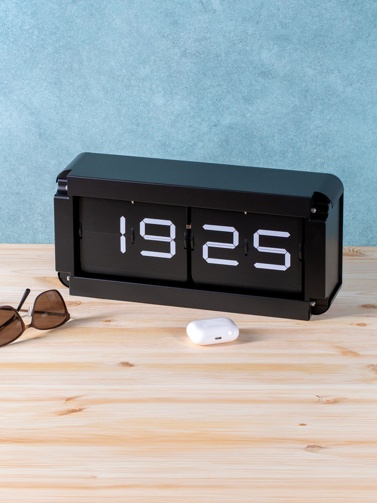 Большие перекидные часы FLIP CLOCK Black, 36х17х9 см (формат 24 часа)  #1