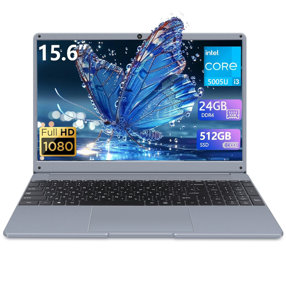 VANWIN Windows 11 Pro Игровой ноутбук 15.6", Intel Core i3-5005U, RAM 24 ГБ, SSD 512 ГБ, Intel Iris Plus #1