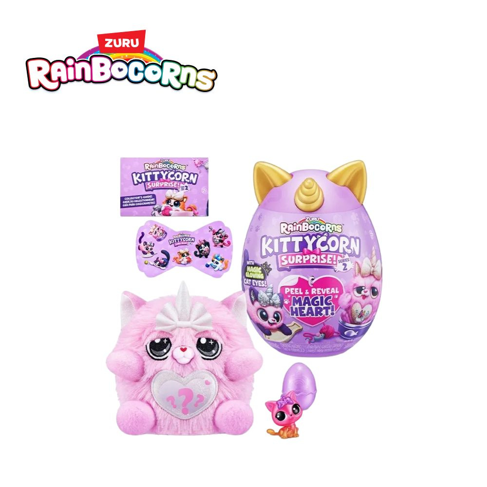 Мягкая игрушка Кошка ZURU Rainbocorns Kittycorn серия 7 яйцо-сюрприз с наклейками и слаймом, игрушки #1