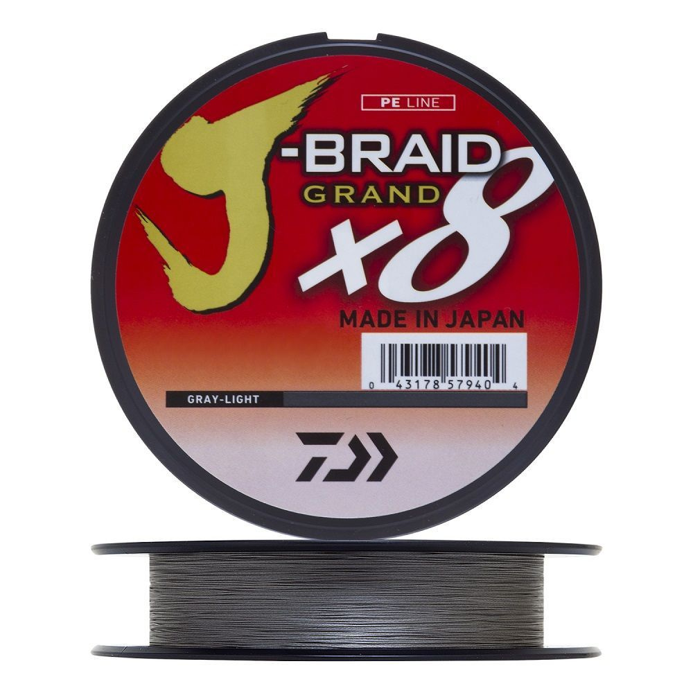 Плетеный шнур Daiwa J-Braid Grand x8, 0.13 мм/8.5 кг, 135 м, светло-серый  #1