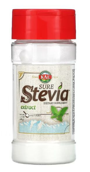 Стевия в порошке 40 г без вкусовых добавок, Kal Sure Stevia Extract 1.3oz Unflavored, Помогает снизить #1